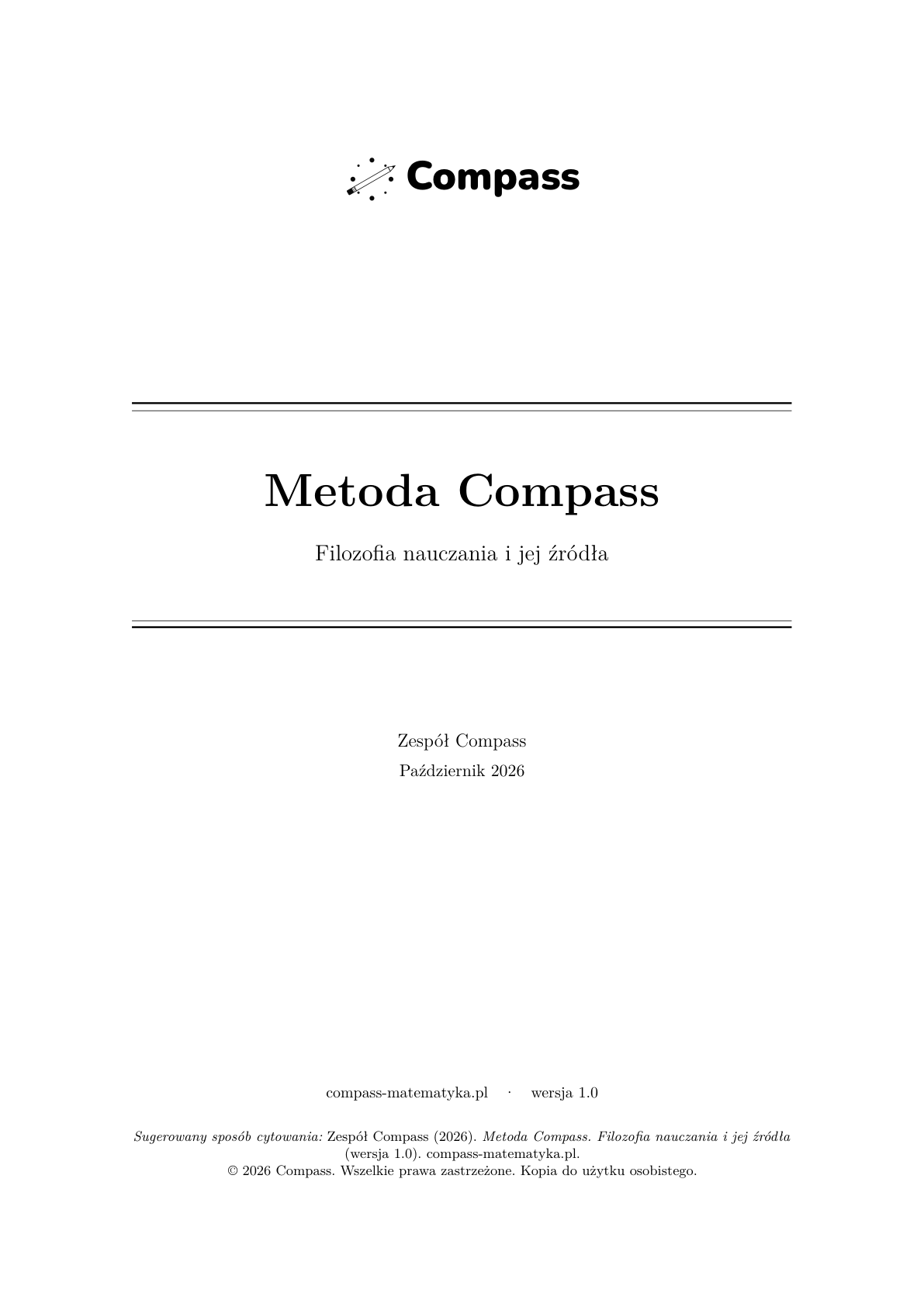 Strona tytułowa: Metoda Compass. Filozofia nauczania i jej źródła