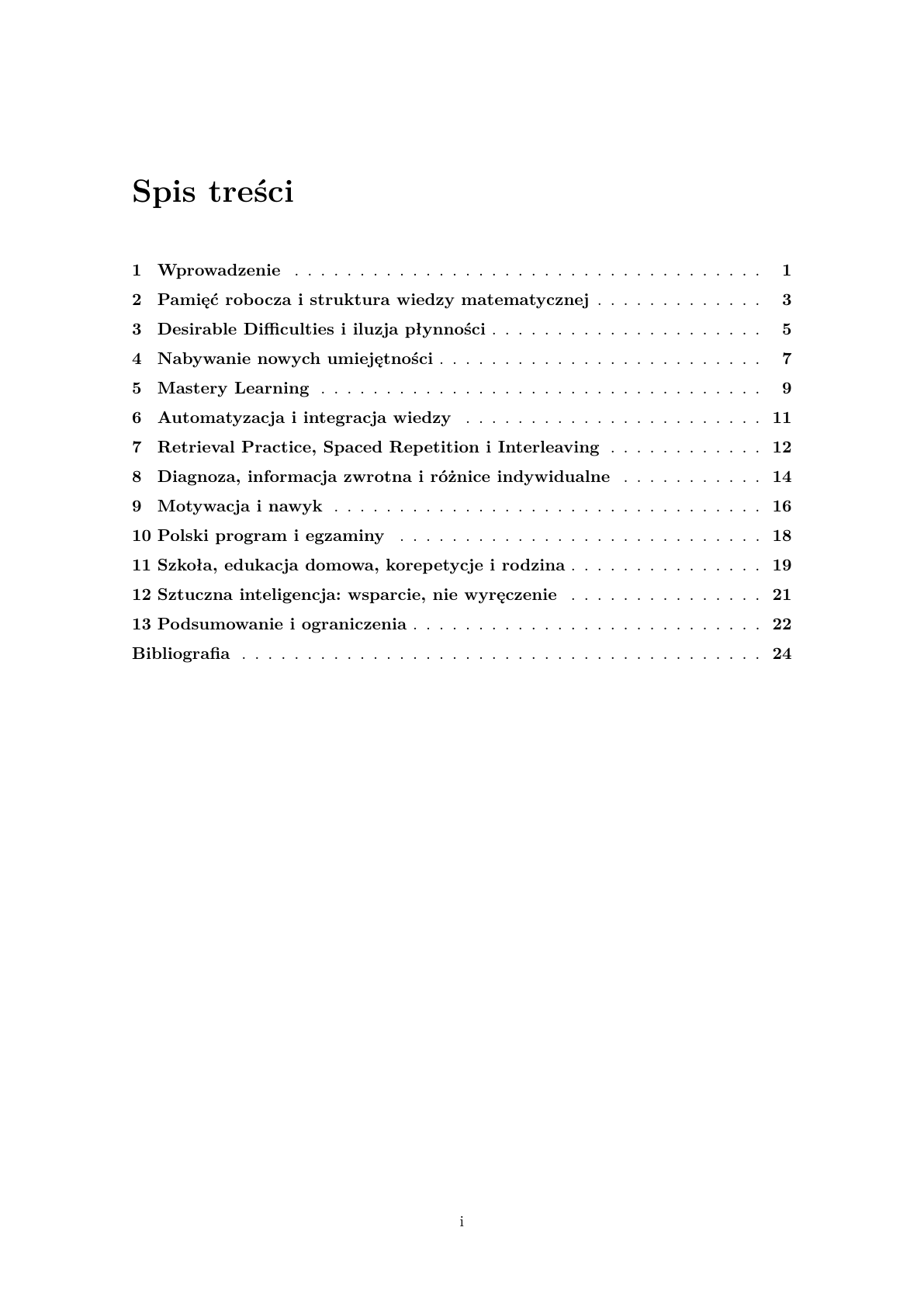 Spis treści: trzynaście rozdziałów i bibliografia